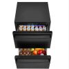 23.42 in. 215-Can Dual Drawer Zone Beverage Cooler with 2-Movable Casters Outdoor Beer Fridge 4.9 cu. ft. in Black - Thumbnail 1