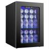 15 in. Single Zone 6-Wine Bottles and 24-Cans Beverage and Wine Cooler in Black with UV protection - Thumbnail 1