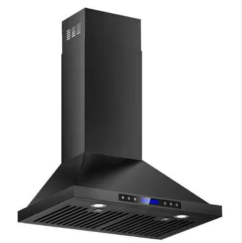 inateck 30 in. 900 CFM Convertible Wall Mount Downdraft System in Black Stainless Steel with Remote Control, Touch Control LCD - Lot 54