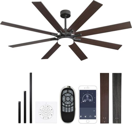 72 Inch Smart Ceiling Fan with Light, Quiet DC Motor - Lot 196