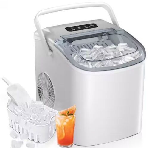 8.1 in. 27 lb./Day Bullet Countertop Portable Ice Maker in Black with 2-Ice Sizes, Ice Scoop, Self-Cleaning, 6-Min Ice - Lot 802JF