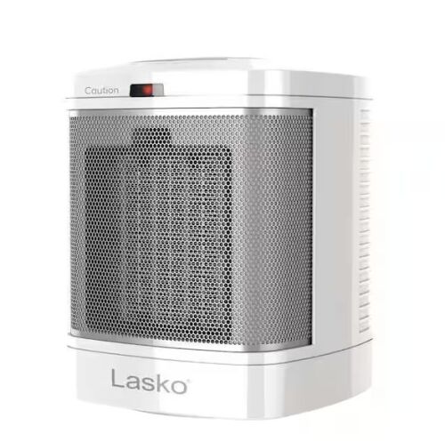 Lasko 1500-Watt 7.65 in. Electric Bathroom Ceramic Space Heater with Fan and ALCI Safety Plug - Lot 808JF