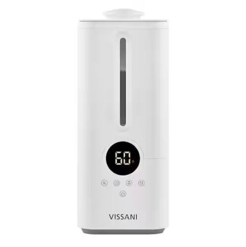 Vissani 1.5 Gal. Ultrasonic Humidifier 360 Degree Turning Dual Nozzle Cool Mist for Medium Room in White - Lot 813JF