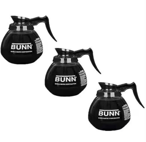 Bunn 12-Cup Commercial Glass Decanter with Black Handle, (3 pack) - Lot 820JF