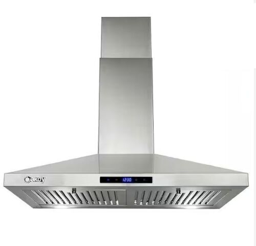 AKDY 30 in. Convertible Kitchen Wall Mount Range Hood in Stainless Steel with LEDs, Touch Control and Carbon Filters - Lot 821JF