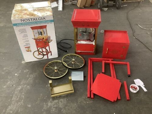 Nostalgia Vintage Professional 8 Oz Kettle Red Popcorn Machine Cart with Interior Light - Lot 833JF