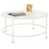 Round Tempered Glass Coffee Table w/ Steel Frame - 36in - Thumbnail 1
