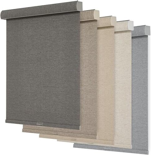 Persilux Blackout Roller Shades for Windows,Cordless,Linen Fabric,Roller Blinds,Thermal Insulated Fabric UV Protection,Window Shades for Home,Office,Bedroom,Door - Lot 5540
