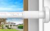 White Tension Curtain Rod 41-146In(4-12Ft), Extra Long Outdoor Curtain Rod No Drilling for Window or Bathroom Patio, Adjustable Heavy Duty Shower Rod, Rod Diameter 1.26In-One-bond Stretching - Thumbnail 1