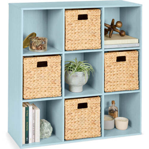 9-Cube Bookshelf, 13.5in Storage Display w/ Removable Panels, Customizable - Lot 5584