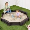 Kid's Wooden Octagonal Sandbox w/ Sand Cover, 4 Reinforced Benches, 8 Seats - Thumbnail 1