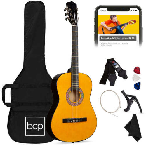Beginner Acoustic Guitar Set w/ Case, Strap, Extra Strings - 38in - Lot 5623