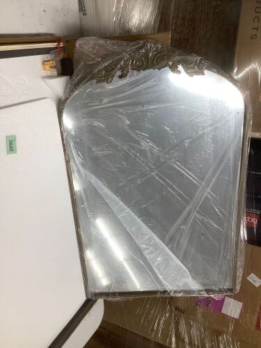 Arched Gold Mirror, Gold Traditional Vintage Ornate Baroque Mirror - Lot 5630