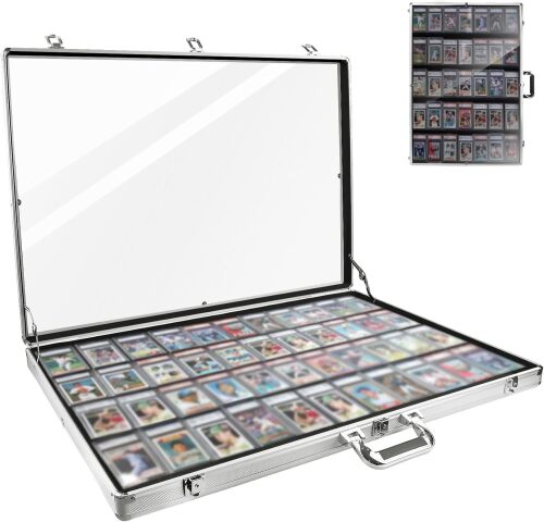 34 in X 22 in Silver Card Show Display Case Large Aluminum, Trading Card Display Case Suitable for Sports Card/TCG/Jewelry Collection - Lot 5660