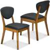 2-Piece Mid-Century Modern Wood &Upholstered Dining Chair Set - Thumbnail 1