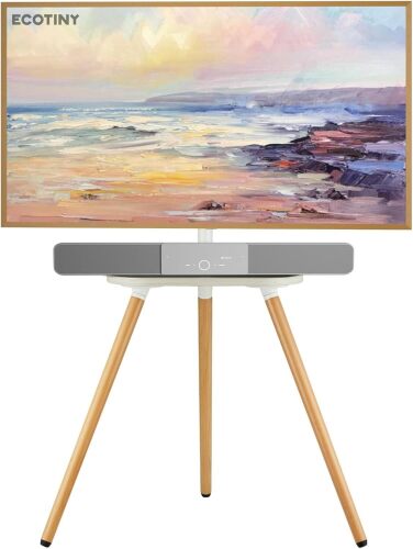 Tripod Easel TV Stand for 43-65" TVs, Height-Adjustable Swivel Corner Floor TV Stand with Wooden Tray - Lot 5672