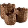 Scalloped 3PC Water Hyacinth Nesting Baskets - Thumbnail 1