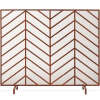 Single Panel Iron Chevron Fireplace Screen w/ Antique Finish - 38x31in - Thumbnail 1