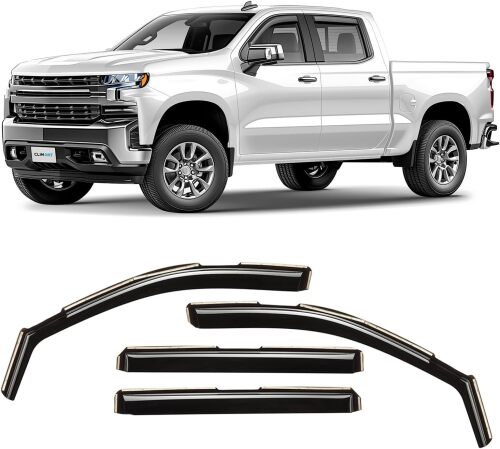 in-Channel Incredibly Durable Rain Guards for Chevrolet (Chevy) Silverado/GMC Sierra 1500 2019-2026 Crew Cab, Original Window Deflectors, Vent Window Visors, Truck Accessories, 4pcs - Lot 5714