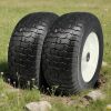 16x6.50-8 Lawn Mower Tire, 16" Solid Flat-Free Tire & Wheel Assembly with 3" Hub and 1" Bearing, Black Replacement for Riding Mower, Tractor and Heavy-Duty Carts, 2 Pack - Thumbnail 1