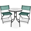3-Piece Bistro Set w/ Glass Table, 2 Foldable Chairs - Thumbnail 1