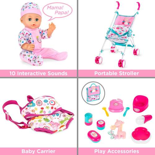 Kids 15-Piece 13.5in Newborn Baby Doll Role Play Playset w/ Accessories - Lot 5749