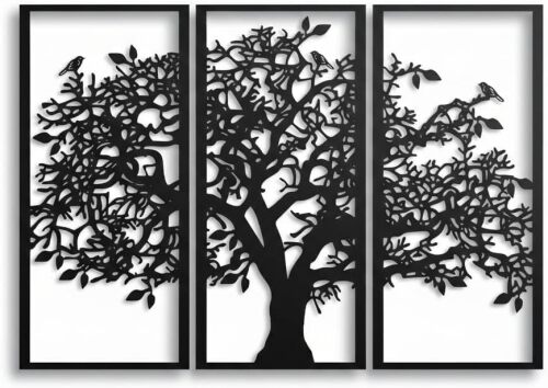 3 Panels Family Tree Metal Wall Decor Tree of Life Metal Wall Art, Home Bedroom Living Room Decor 3D Wall Art 3 Panels Family Tree Metal Wall Decor Modern Decoration - Lot 5791