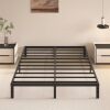 10 Inch Queen Size Bed Frame - No Box Spring Needed Heavy Duty Metal Platform Mattress Foundation with Steel Slats, Non-Slip Noise Free Easy Assembly Black Bedframes - Thumbnail 1