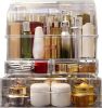 Clear Large Acrylic Makeup Organizer With Lid Cosmetic Storage Drawers Portable Makeup Organizers Dustproof And Waterproof Box For Women (14in) - Thumbnail 1