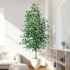 Artificial Ficus Trees Indoor Faux Trees Indoor Fake Floor Plants Tall Artificial Tree with White Pot Faux Tree Fake Indoor Tree Silk Plants Artificial Trees for Home Decor Indoor - Thumbnail 1