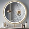 28 Inch Wall-Mounted Round Bathroom Mirror with LED-Lights - Frame Vanity Mirrors - Thumbnail 1