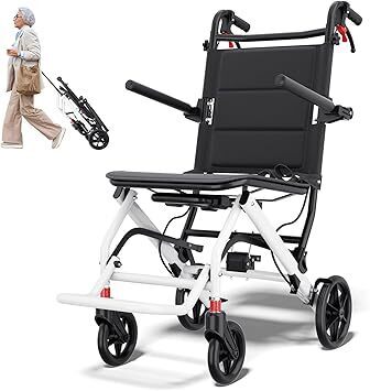 Super Lightweight Transport Wheelchair. Easy to Travel, Locking Hand Brakes, User-Friendly, Folding, Portable. for Adults or Child (up to 220lbs) - Lot 5779