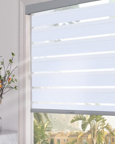 Persilux Cordless Zebra Blinds for Indoor Windows, Light Filtering Sheer Shades, with Upgraded Cassette, Dual Layers Light Control for Day and Night for Bedroom, Easy to Install (34.5" Wx64 H - Lot 5758
