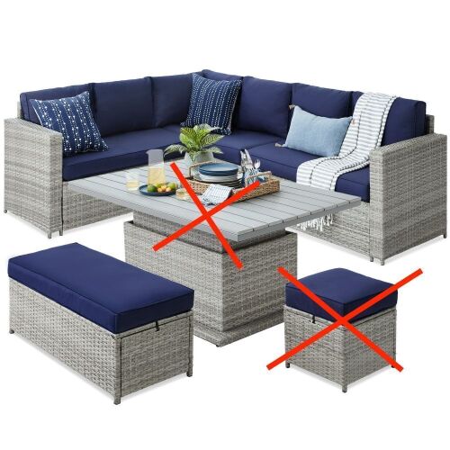 Wicker Outdoor Patio Sectional Set, Couch & Large Ottoman Only - No Hardware, Table or Small Ottoman - Lot 41