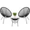3-Piece All-Weather Patio Acapulco Bistro Set w/ Rope, Glass Top Table - Thumbnail 1