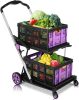 Multi Use Utility Cart Adjustable Portable Trolley with 2 Storage Crate - Thumbnail 1