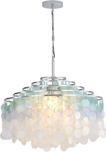 24" Capiz Shell Chandelier, 6 Light - Lot 164