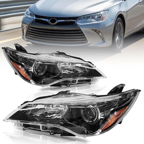 Black Headlights Assembly Pair for 2015-2017 Toyota Camry - Lot 353