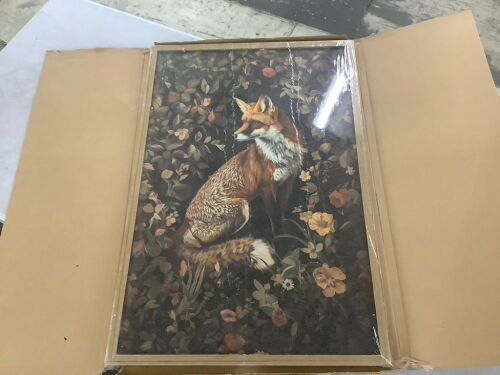 Floral Fox Wall Art - Damaged Frame - Lot 667