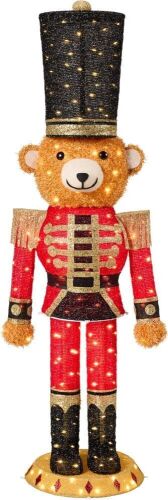 Christmas Nutcracker Bear 5ft Pop Up Lighted Large Holiday 3D Yard Decoration w/ 150 Twinkling LED Lights - Lot 729