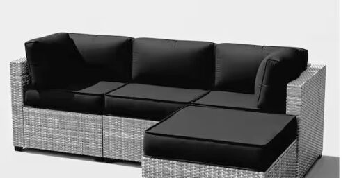 9 Piece Deep Seating Outdoor Lounge Chair Sectional Cushions Black - CUSHIONS ONLY - Lot 777JF