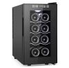 10.24 in. Single Zone 8-Bottle Wine Cooler with Removable Wire Shelves and LCD Touch Control in Black - Thumbnail 1