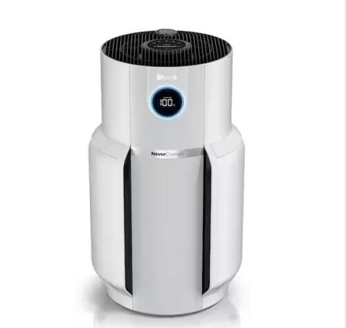 Shark NeverChange 1400 sq. ft. HEPA Filter Tower Air Purifier and Cleaner in White w/ Odor Neutralization and Clean Sense Tech - Lot 18JF