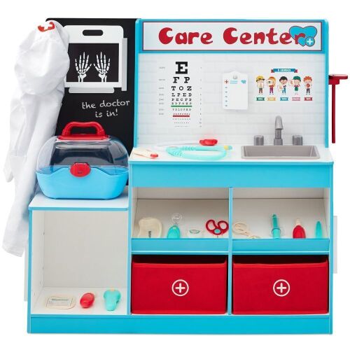 Pretend Play Doctor's Office, Kids Wooden Toy Set w/ Accessories Included - Lot 517