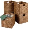 Set of 5 Collapsible Hyacinth Storage Baskets w/ Inserts - 13x13in - Thumbnail 1