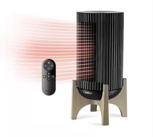 Lasko Artisan Series 1500 W 15.5 in. Black Electric High Velocity Tower Ceramic Heater with Base, Timer, Thermostat and Remote - Lot 508JF
