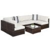 7-Piece Modular Wicker Sectional Conversation Set w/ 2 Pillows, Cover - Thumbnail 1