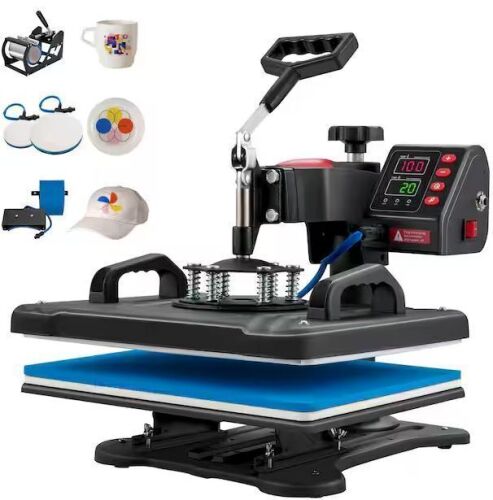 VEVOR 5 in. 1 Heat Press 12 x 15 Machine, Digital Precise Temperature Control, Clamshell Sublimation Printer, 900W - Lot 65JF