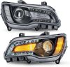 VRC Headlights Assembly Compatible with 2011-2023 Chrysler 300 300C Halogen Model, Projector Headlamp w/LED DRL Driver & Passenger Side - Thumbnail 1