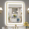 Gold Framed LED Backlit & Front Lit, Anti-Fog Bathroom Mirror, 28" x 36" - Thumbnail 1